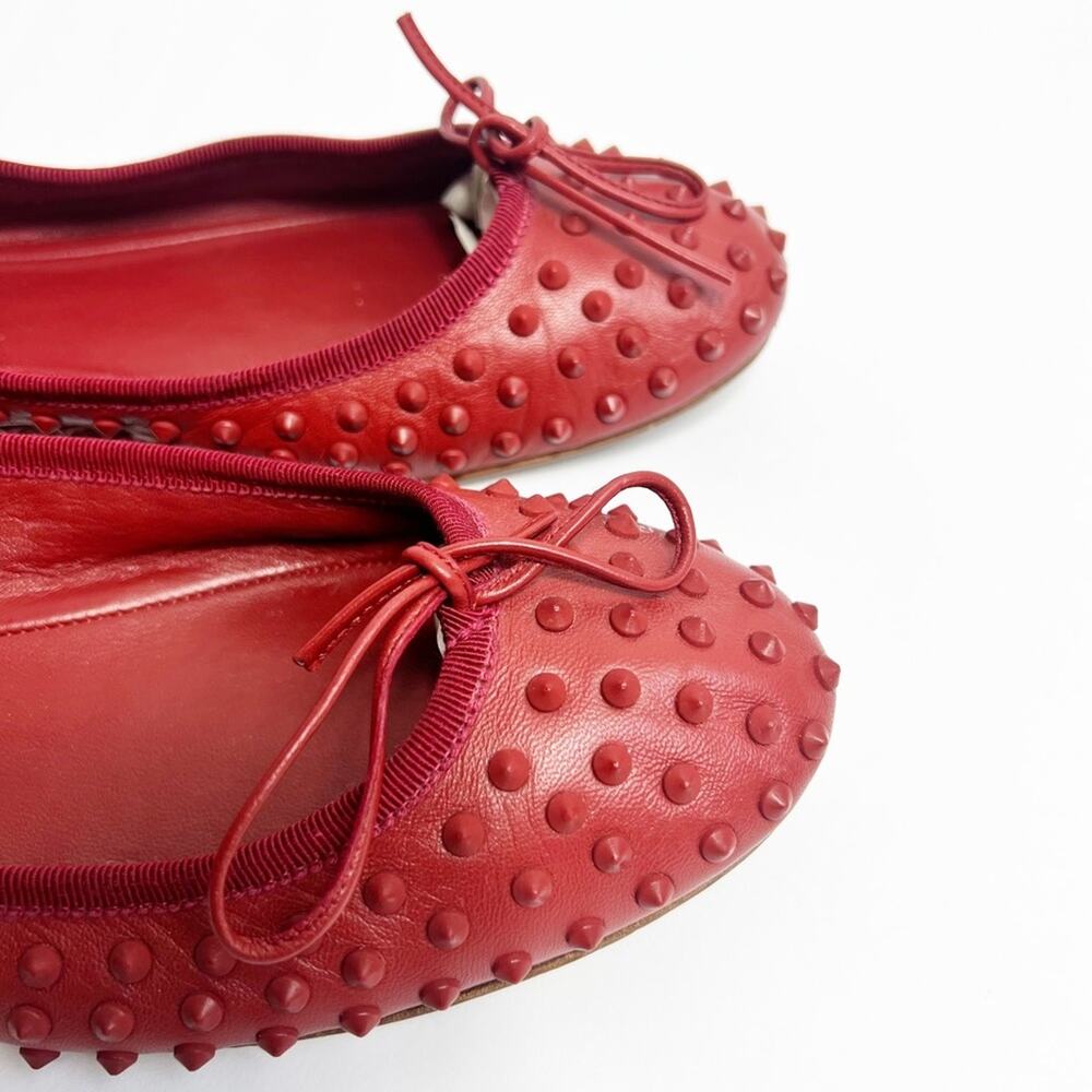 GUCCI MADE IN ITALY RED ROCKSTUD WOMEN FLATS SIZE 39 NO BOX - Picture 5 of 8